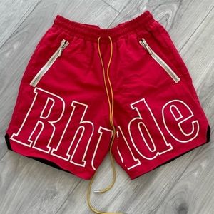 RHUDE Red and White shorts